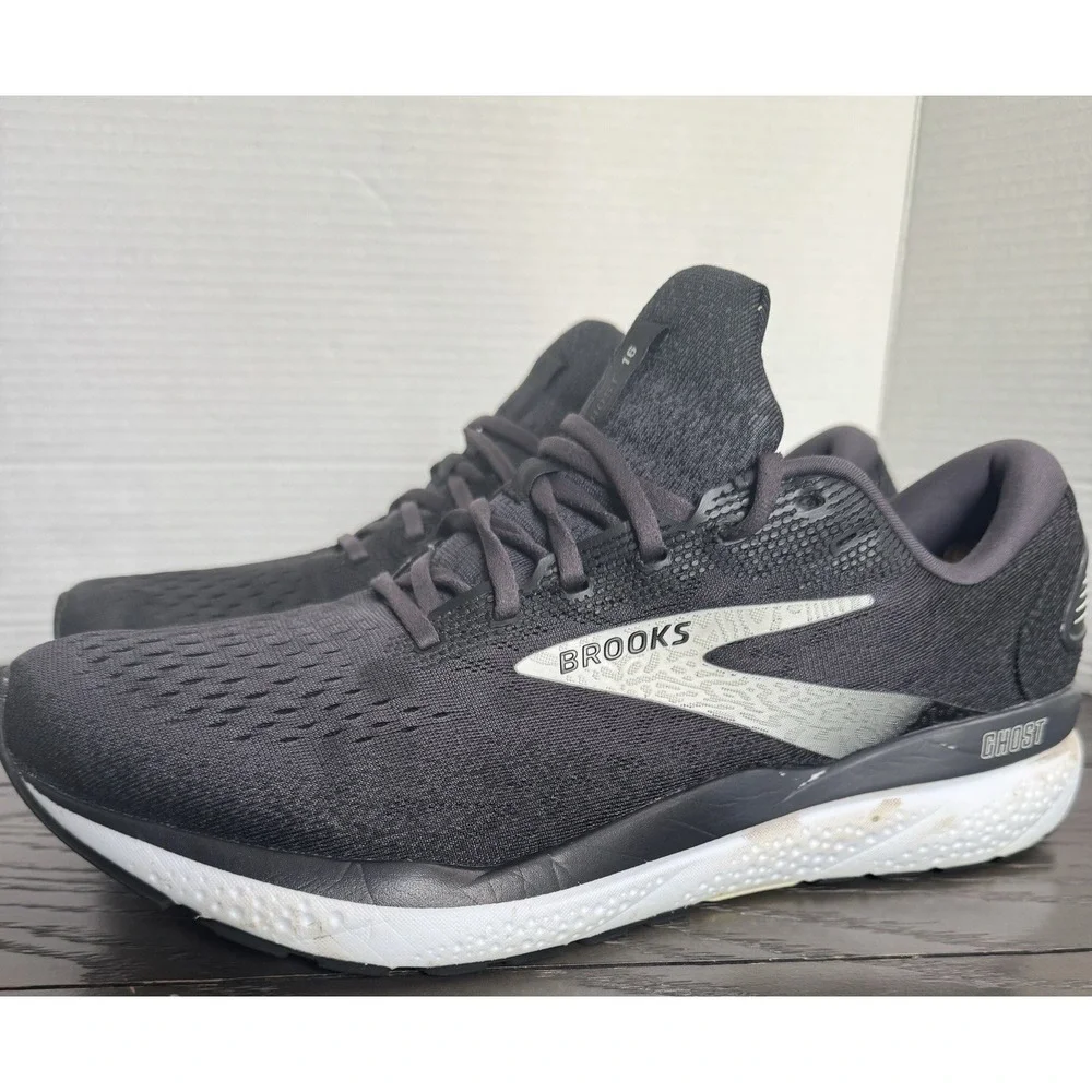 Brooks Ghost 16‎ Men's Size 14 (Medium) D Running Shoes Black, Grey & White